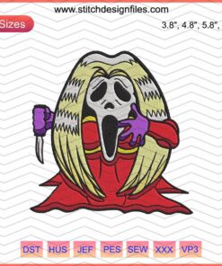 Scream Ghost Embroidery Design for Halloween - Spooky, Funny, Machine Embroidery File, Perfect for DIY Halloween Projects.