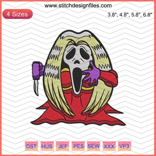 Scream Ghost Embroidery Design for Halloween - Spooky, Funny, Machine Embroidery File, Perfect for DIY Halloween Projects.