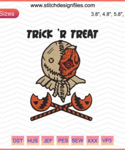 Trick Ã¢â‚¬Ëœr Treat Sam Lollipop Embroidery Design, Halloween Machine Embroidery File, Festive Pattern, Digital Download