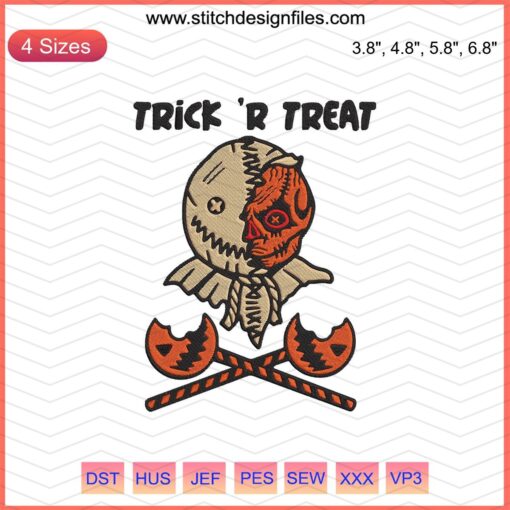 Trick Ã¢â‚¬Ëœr Treat Sam Lollipop Embroidery Design, Halloween Machine Embroidery File, Festive Pattern, Digital Download