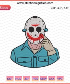 Jason Voorhees Smile Embroidery Design: Spooky Halloween Machine Embroidery Digital File, Horror-Themed Craft Pattern