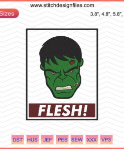 Flesh Hulk Embroidery Designs File: Spooky Halloween Machine Embroidery, Horror Creature Design, Digital Download