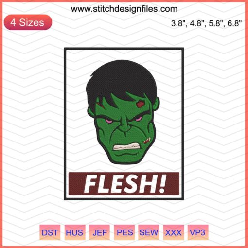 Flesh Hulk Embroidery Designs File: Spooky Halloween Machine Embroidery, Horror Creature Design, Digital Download