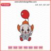 Baby Clown IT Halloween Machine Embroidery Design: Creepy clown face with red balloons, ideal for spooky crafts and apparel.