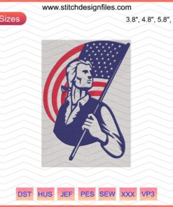 New England Patriots with USA Flag Embroidery Design File, featuring detailed machine embroidery for sports enthusiasts.