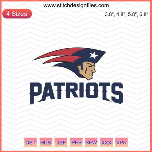 New England Patriots Embroidery Designs File – Machine Embroidery Patterns Featuring Patriots Logo and Team Colors