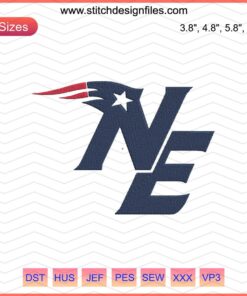 "New England Patriots NE Logo Embroidery File for Machine Embroidery Designs, Sport Team Stitch Pattern"