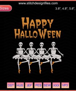 "Dancing Skeletons Embroidery Designs for Halloween, Perfect Machine Embroidery Files, Festive and Fun Skeleton Patterns"
