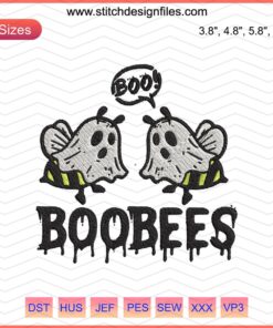 Boobees Embroidery Designs: Cute Ghost Bees, Halloween-Themed Machine Embroidery Pattern, Digital Download.