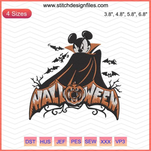 Mickey Mouse Vampire Halloween Embroidery Design, Spooky Disney Machine Embroidery File, Perfect for Halloween Crafts