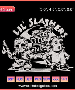 Lil Slashers Scary Movie Villains Embroidery Designs, Halloween Machine Embroidery File, Horror Character Patterns
