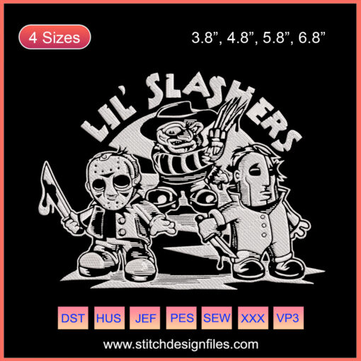 Lil Slashers Scary Movie Villains Embroidery Designs, Halloween Machine Embroidery File, Horror Character Patterns
