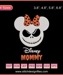 Minnie Mouse Halloween Embroidery Designs, Disney Mom Machine Embroidery Files, Festive Minnie Patterns