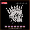 Skull King Embroidery Designs File, Halloween-themed machine embroidery with intricate skull patterns.