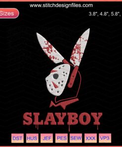 Slayboy Slasher Jason Voorhees Halloween Embroidery Designs, Friday 13th Horror Machine Embroidery File.