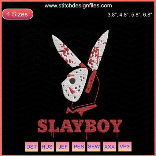 Slayboy Slasher Jason Voorhees Halloween Embroidery Designs, Friday 13th Horror Machine Embroidery File.