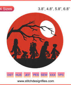 Star Wars Halloween Embroidery Designs: Machine embroidery file featuring spooky Star Wars-themed motifs, perfect for Halloween crafts.