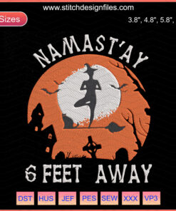 Yoga Namastay Witch Embroidery Designs, Halloween themed machine embroidery files featuring a witch in yoga pose.