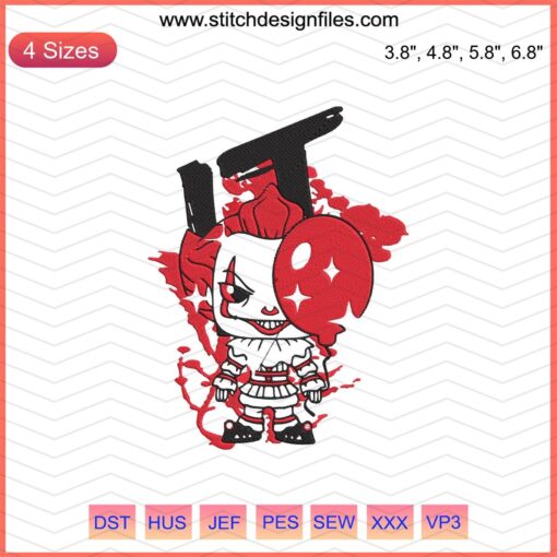 Cute Baby Clown Embroidery Designs File, Halloween Theme, Machine Embroidery Patterns, Colorful and Easy-to-Stitch Designs