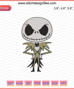 Baby Jack Skellington Machine Embroidery Design, Halloween Embroidery Files, Spooky Cute Pattern Download