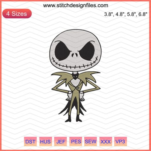 Baby Jack Skellington Machine Embroidery Design, Halloween Embroidery Files, Spooky Cute Pattern Download