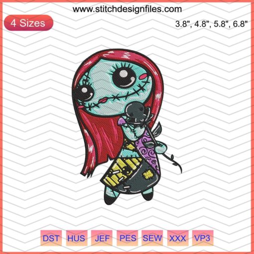 Halloween-themed Baby Sally Do Embroidery Designs File featuring festive machine embroidery patterns for garments.