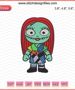 Halloween-themed Baby Sally embroidery designs featuring spooky illustrations for machine embroidery.