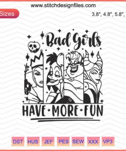 "Bad Girls Have More Fun Halloween Embroidery Design File - Spooky Machine Embroidery Patterns for Craft Lovers"