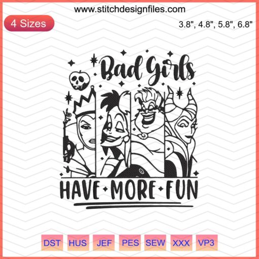 "Bad Girls Have More Fun Halloween Embroidery Design File - Spooky Machine Embroidery Patterns for Craft Lovers"