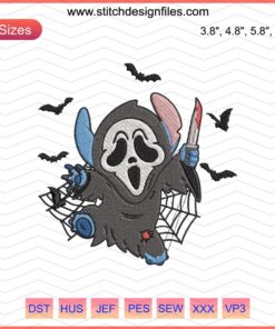 Ghostface Stitch Embroidery Design, Halloween Machine Pattern, Funny Spooky Embroidery File for DIY Crafting