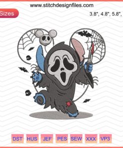 Ghostface Stitch Disney Embroidery File - Halloween Humor, Machine Embroidery Designs, Fun Digital Pattern