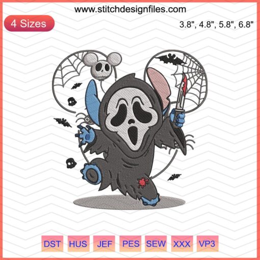 Ghostface Stitch Disney Embroidery File - Halloween Humor, Machine Embroidery Designs, Fun Digital Pattern