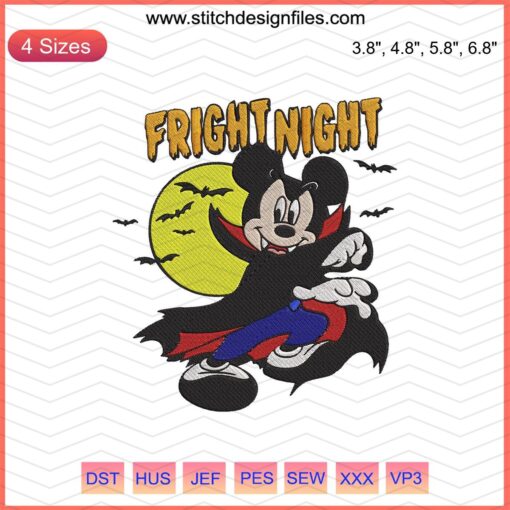 Mickey Mouse Halloween Embroidery Designs, Disney Fright Night Patterns for Machine Embroidery, Festive Digital File.