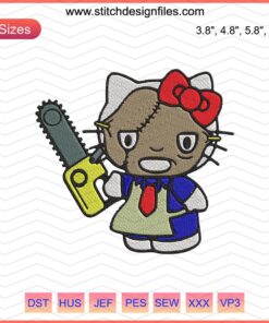 Hello Kitty Leatherface Halloween Embroidery Design File, Cute Spooky Machine Pattern, Festive Stitching Craft