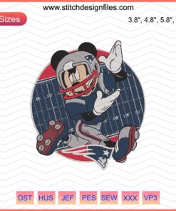 Mickey Mouse Patriots Embroidery Design, New England Patriots Embroidery File for Machine, Sports-Themed Stitching Pattern