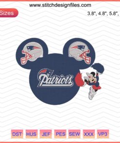 "Minnie Mouse in Patriots Gear Embroidery Design - New England Patriots Machine Embroidery File"