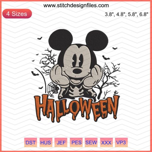Mickey Mouse Halloween Embroidery Designs: Happy Face Pumpkin, Machine Stitch Patterns, Festive DIY Decor.
