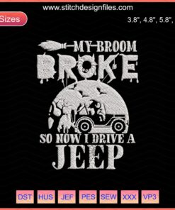 Quirky Halloween Jeep Embroidery Design, Fun Witchy Theme, Perfect for Stitching, Instant Download, Machine Embroidery Files