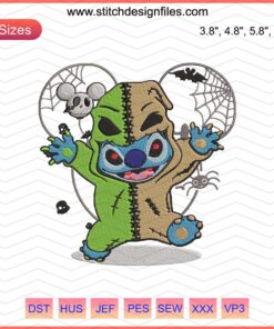 Oogie Boogie Stitch Disney Embroidery Designs File, Halloween-themed Machine Embroidery, Spooky Character Pattern.