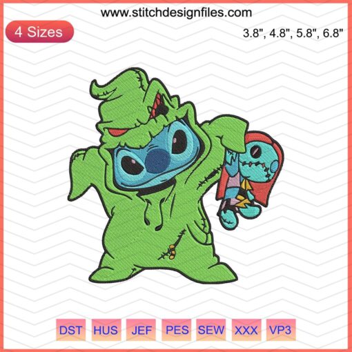 Oogie Boogie Stitch Embroidery Design, Halloween Embroidery Pattern, Machine Stitch Design, Digital Download.