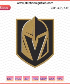 Vegas Golden Knights Logo Shield Embroidery Design File; Knight Shield Machine Embroidery Pattern