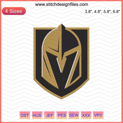 Vegas Golden Knights Logo Shield Embroidery Design File; Knight Shield Machine Embroidery Pattern