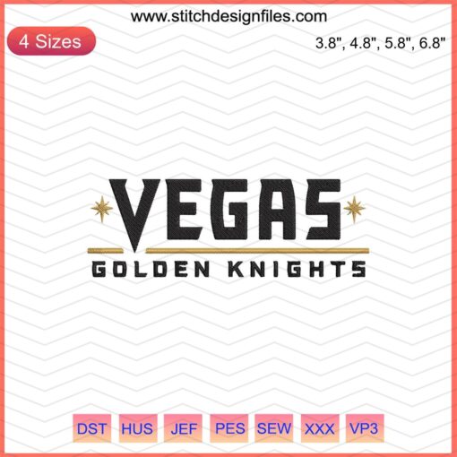 Vegas Golden Knights Letter Logo Embroidery, Shield Design, Machine Embroidery File, NHL Team Emblem Designs