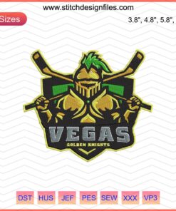 Vegas Golden Knights Warrior Logo Embroidery Design, Shield Pattern, Machine Embroidery File, NHL Team Design