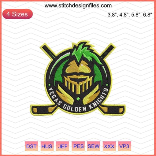 Vegas Golden Knights Warrior Head Logo Embroidery Design, Shield Emblem, Machine Embroidery Files, NHL Team Badge.