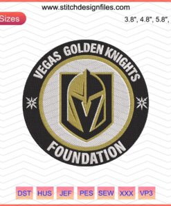Vegas Golden Knights Foundation Logo Embroidery Design, Machine Embroidery Shield Pattern, NHL Team Logo.