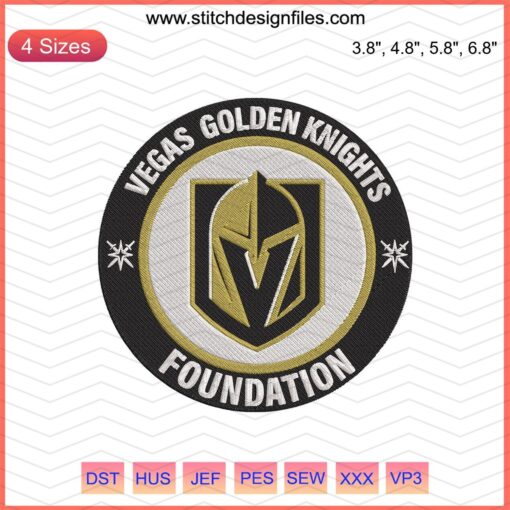 Vegas Golden Knights Foundation Logo Embroidery Design, Machine Embroidery Shield Pattern, NHL Team Logo.