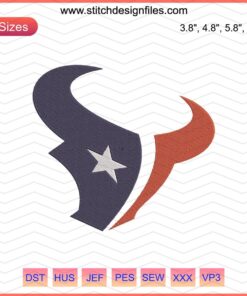 Houston Texans Logo Machine Embroidery Designs, Houston Texans Emblem Embroidery File for Download