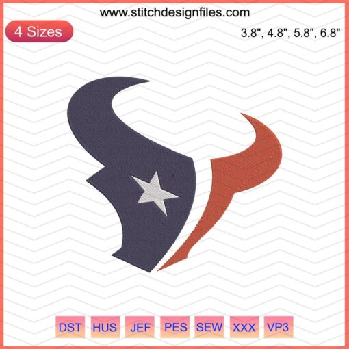 Houston Texans Logo Machine Embroidery Designs, Houston Texans Emblem Embroidery File for Download