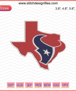 Houston Texans Logo Embroidery Design File, NFL Team Machine Embroidery Patterns, Digital Download, Houston Sports Stitch Designs